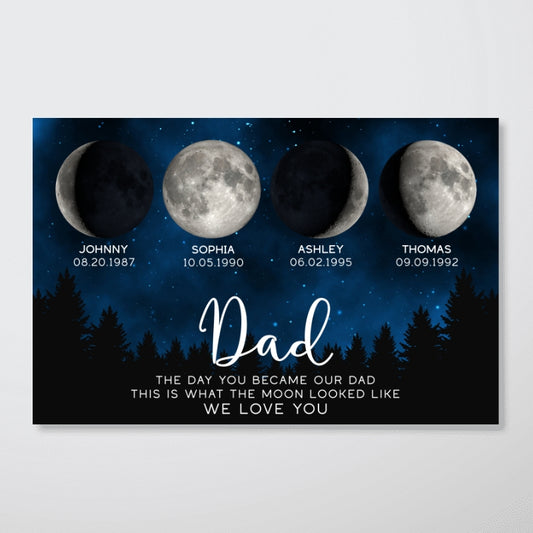 1202502102075 This Is What The Moon Looked Like The Day You Became Dad Grandpa Custom Birth Moon Phase Personalized Poster