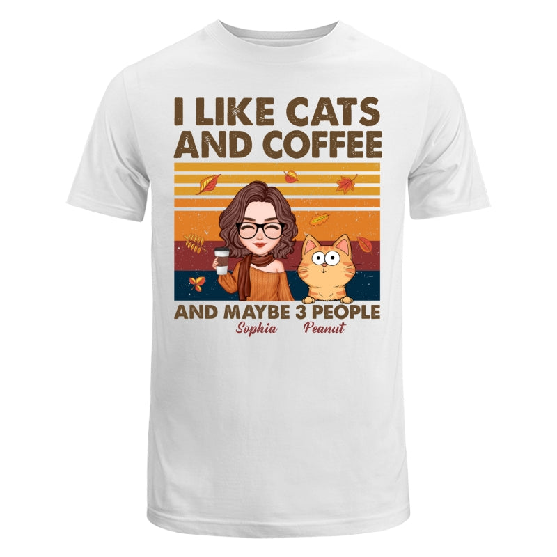 Like Cats Coffee & 3 People Fall Season Cat Mom Personalized Shirt