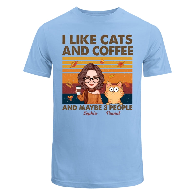 Like Cats Coffee & 3 People Fall Season Cat Mom Personalized Shirt
