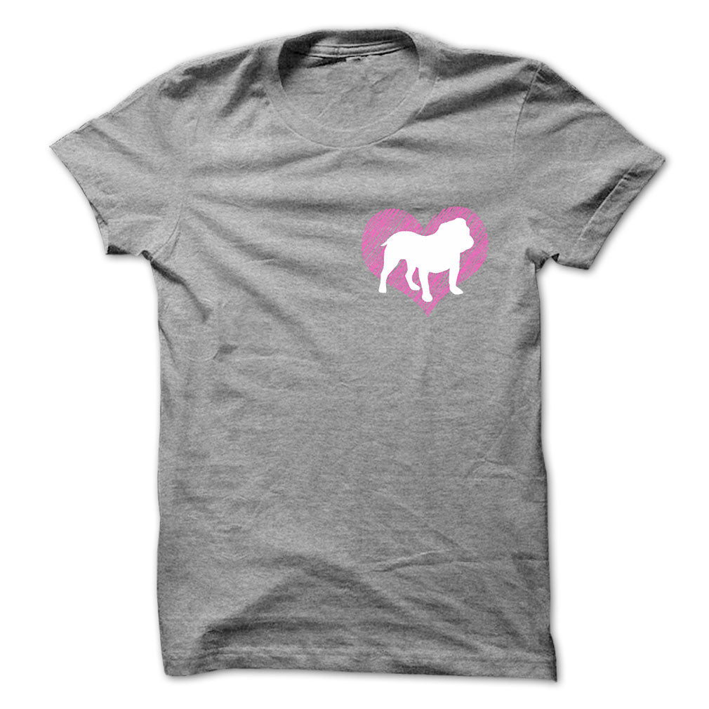 I Love Bulldog 2 Pink Heart