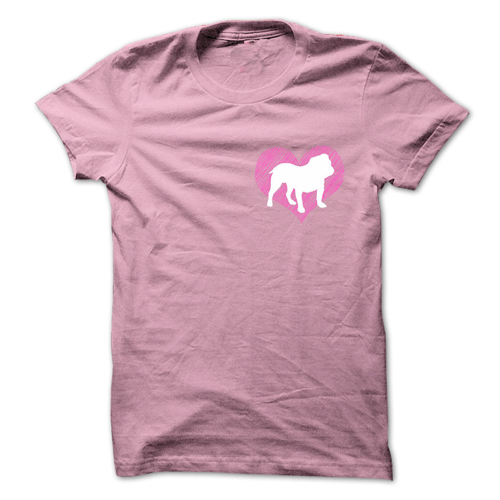 I Love Bulldog 2 Pink Heart
