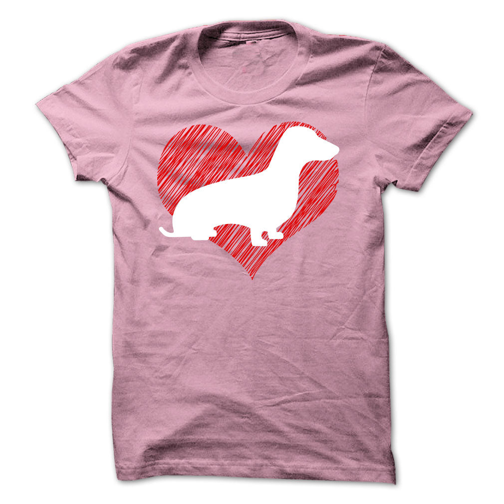 I Love My Dachshunds on Red Heart Tee