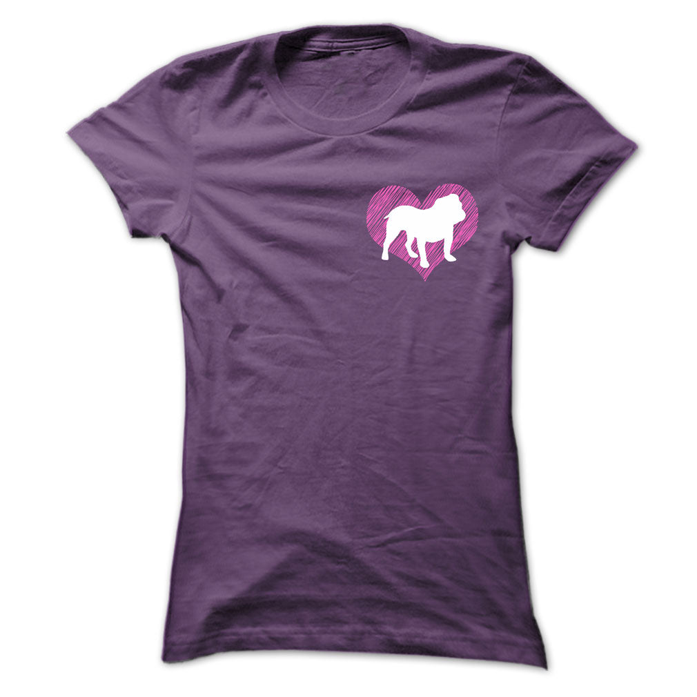 I Love Bulldog 2 Pink Heart