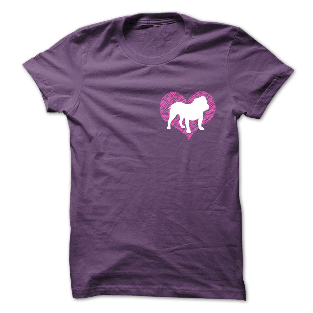 I Love Bulldog 2 Pink Heart