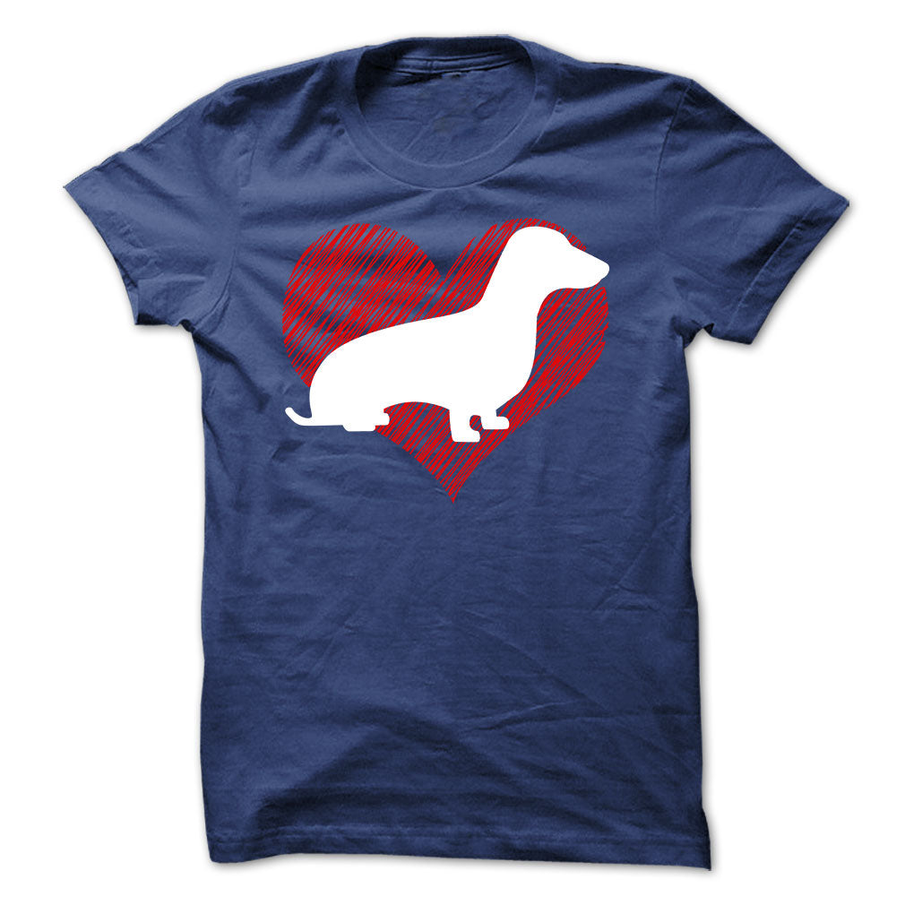 I Love My Dachshunds on Red Heart Tee