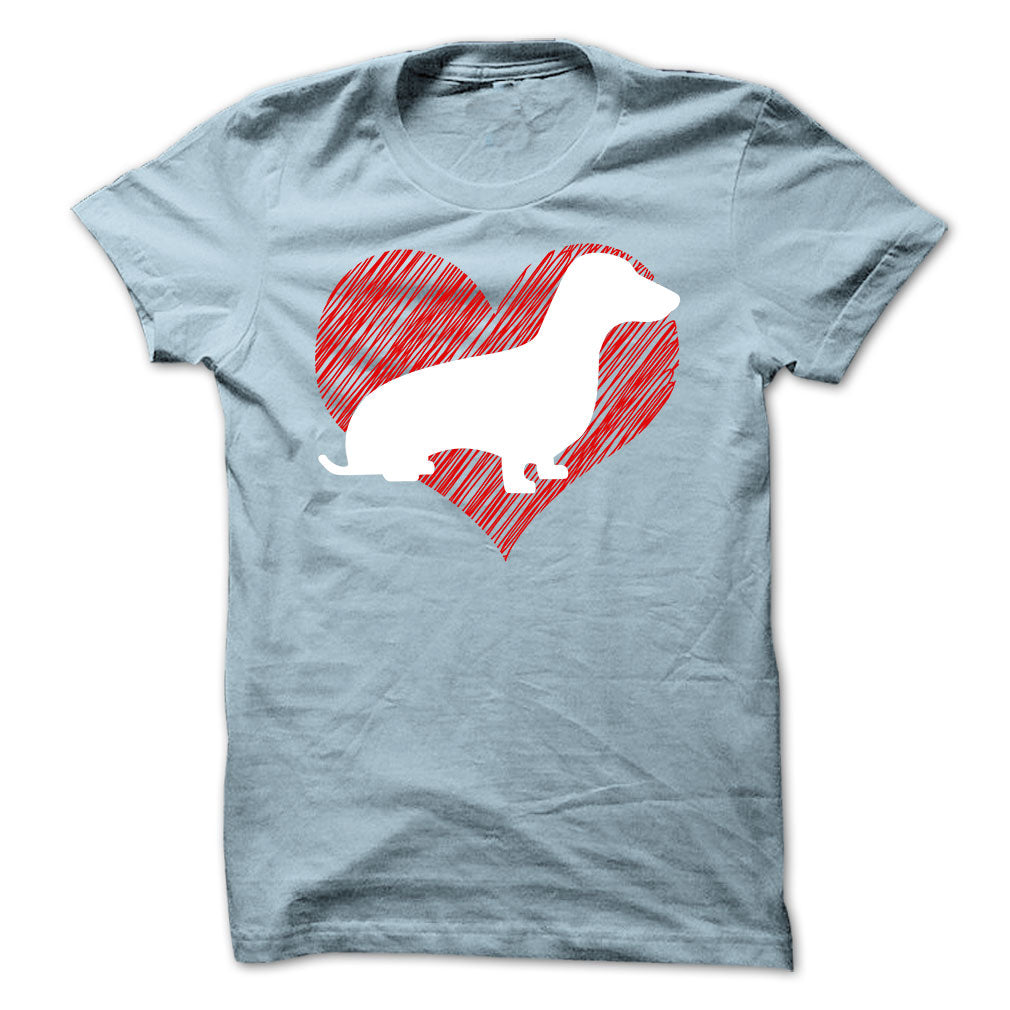 I Love My Dachshunds on Red Heart Tee