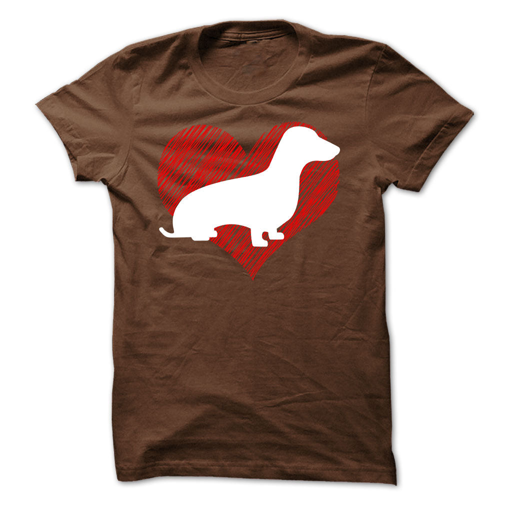 I Love My Dachshunds on Red Heart Tee