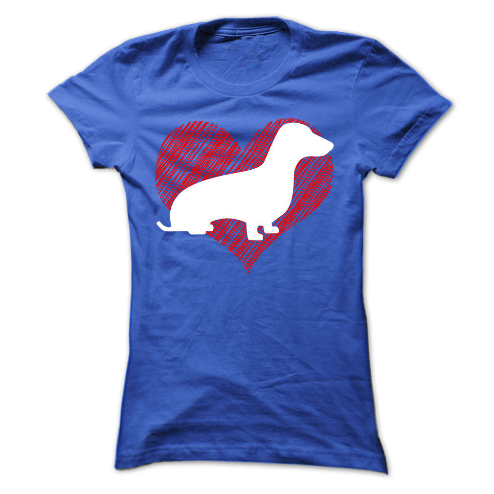 I Love My Dachshunds on Red Heart Tee