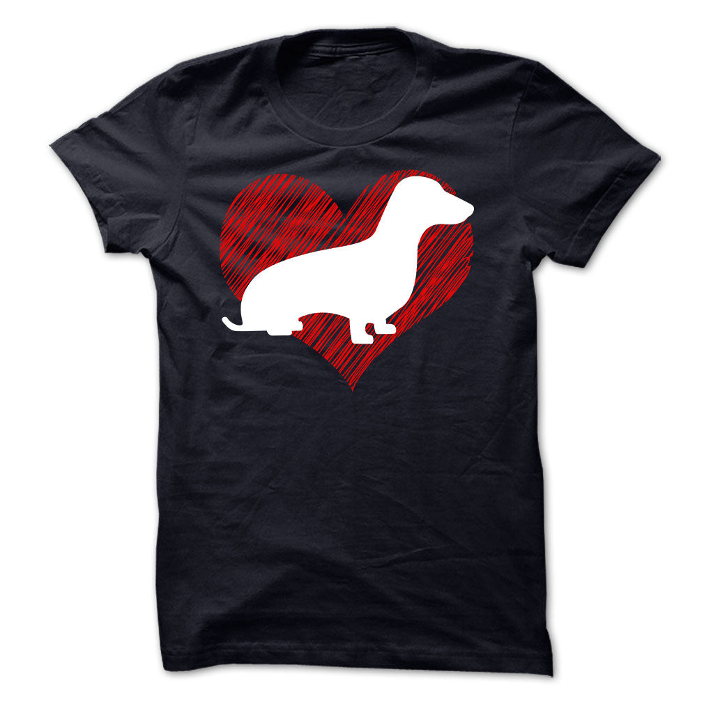 I Love My Dachshunds on Red Heart Tee