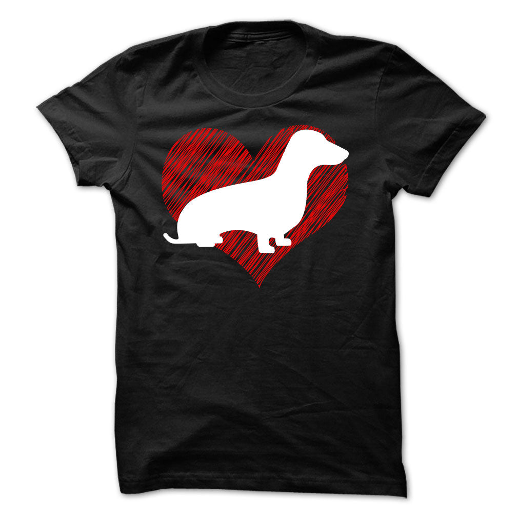 I Love My Dachshunds on Red Heart Tee
