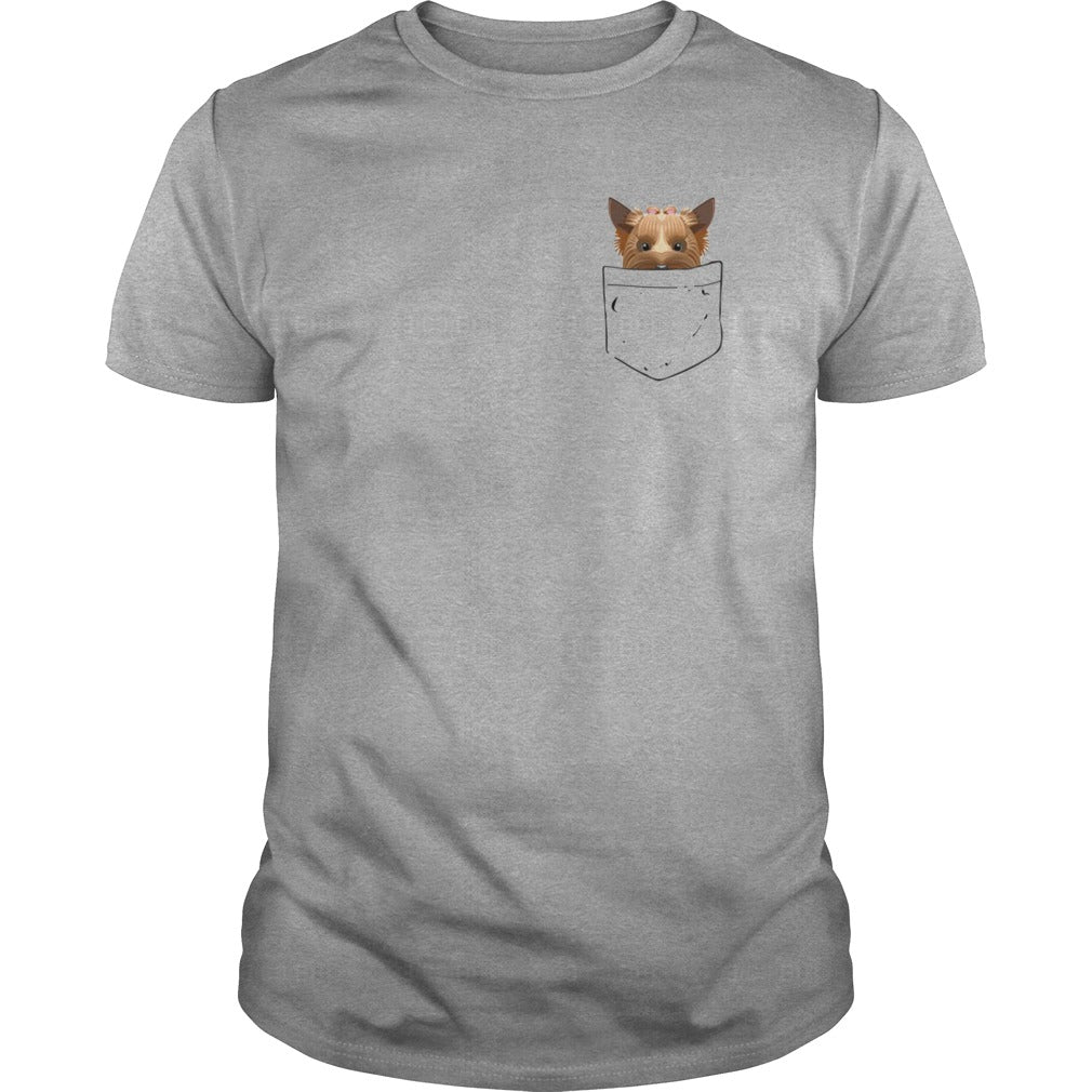 Yorkie in pocket T shirt