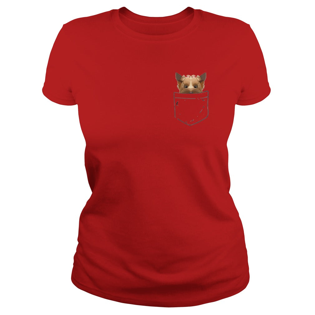 Yorkie in pocket T shirt