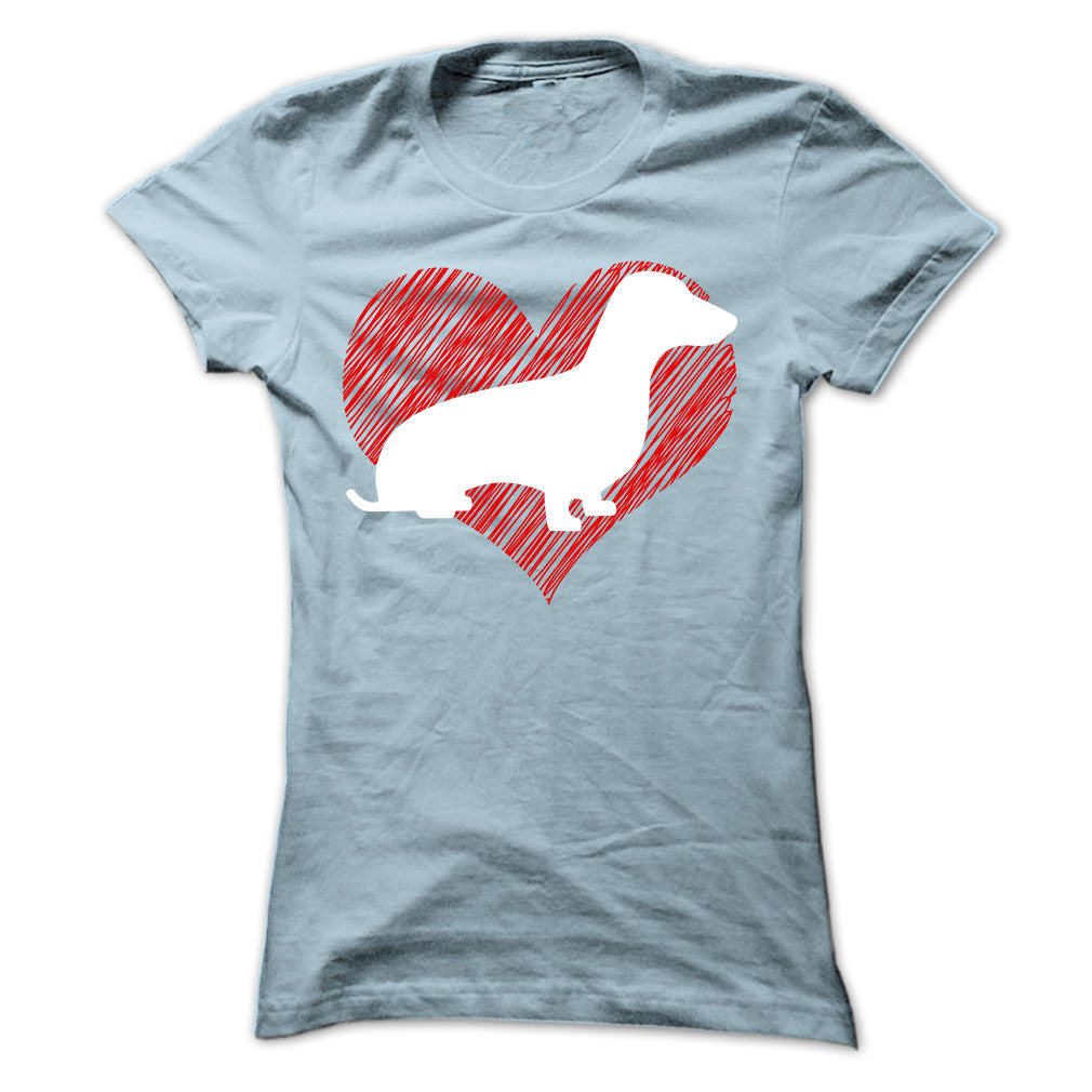 I Love My Dachshunds on Red Heart Tee