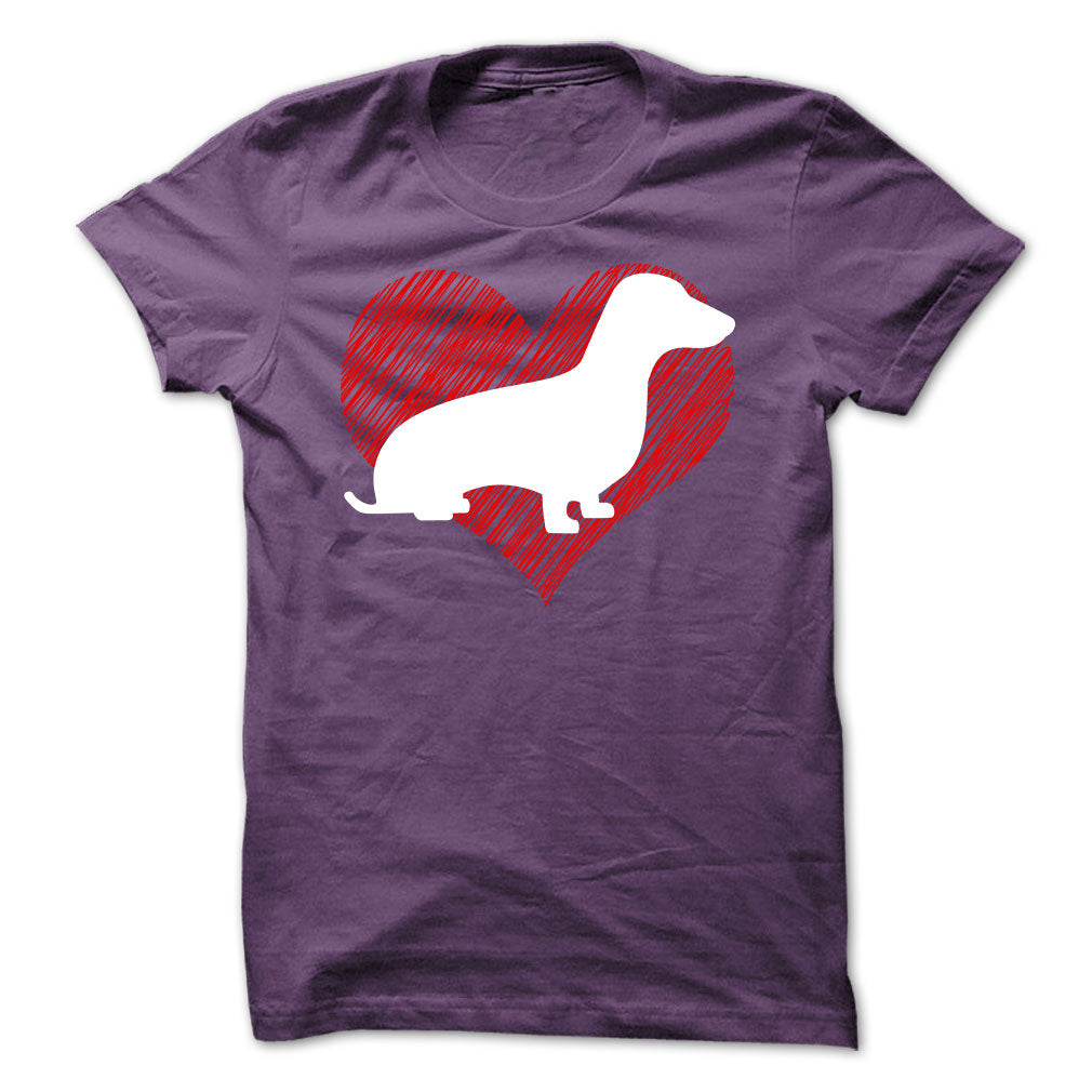 I Love My Dachshunds on Red Heart Tee