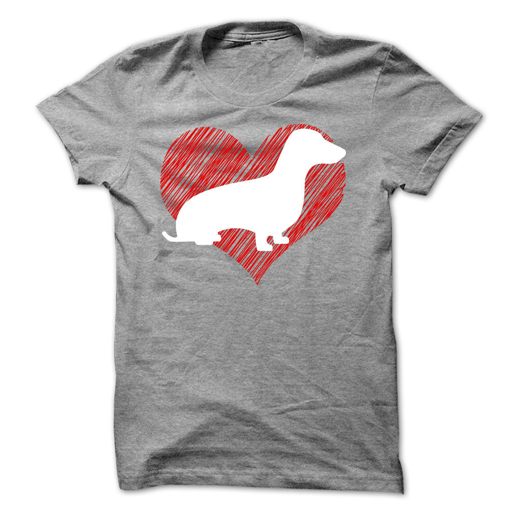 I Love My Dachshunds on Red Heart Tee