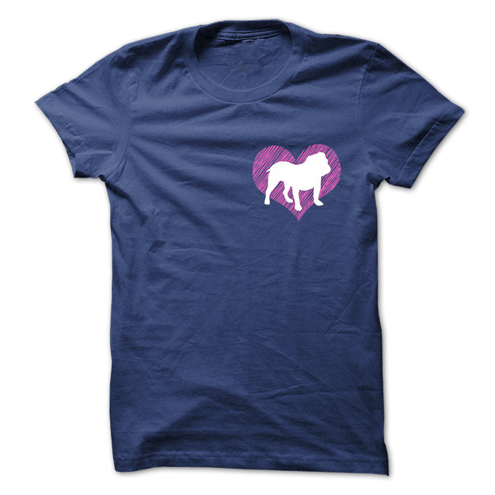 I Love Bulldog 2 Pink Heart