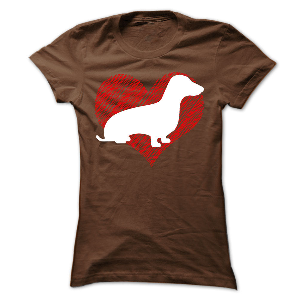 I Love My Dachshunds on Red Heart Tee