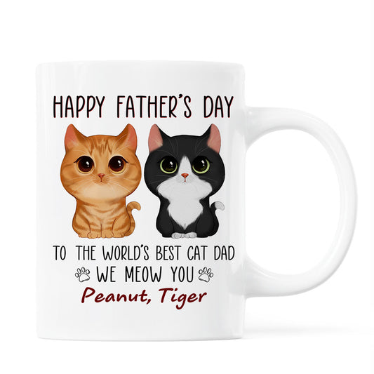 Happy Father‘s Day World’s Best Cat Dad Watercolor Cute Cat Personalized Mug