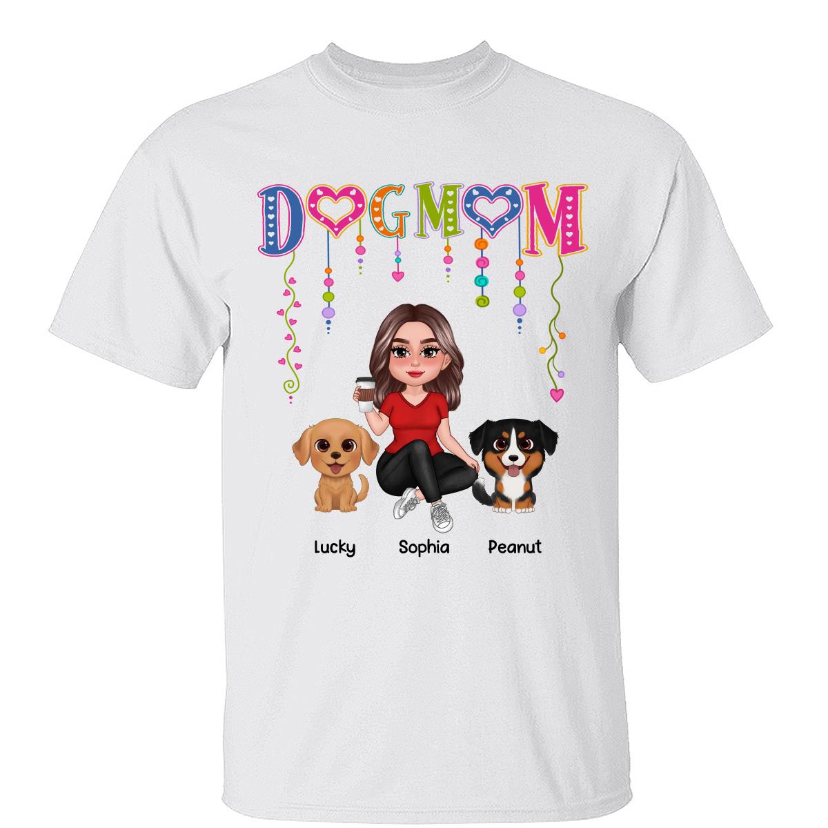DOG MOM Strings Doll Woman And Watercolor Cute Dogs Personalized Shirt