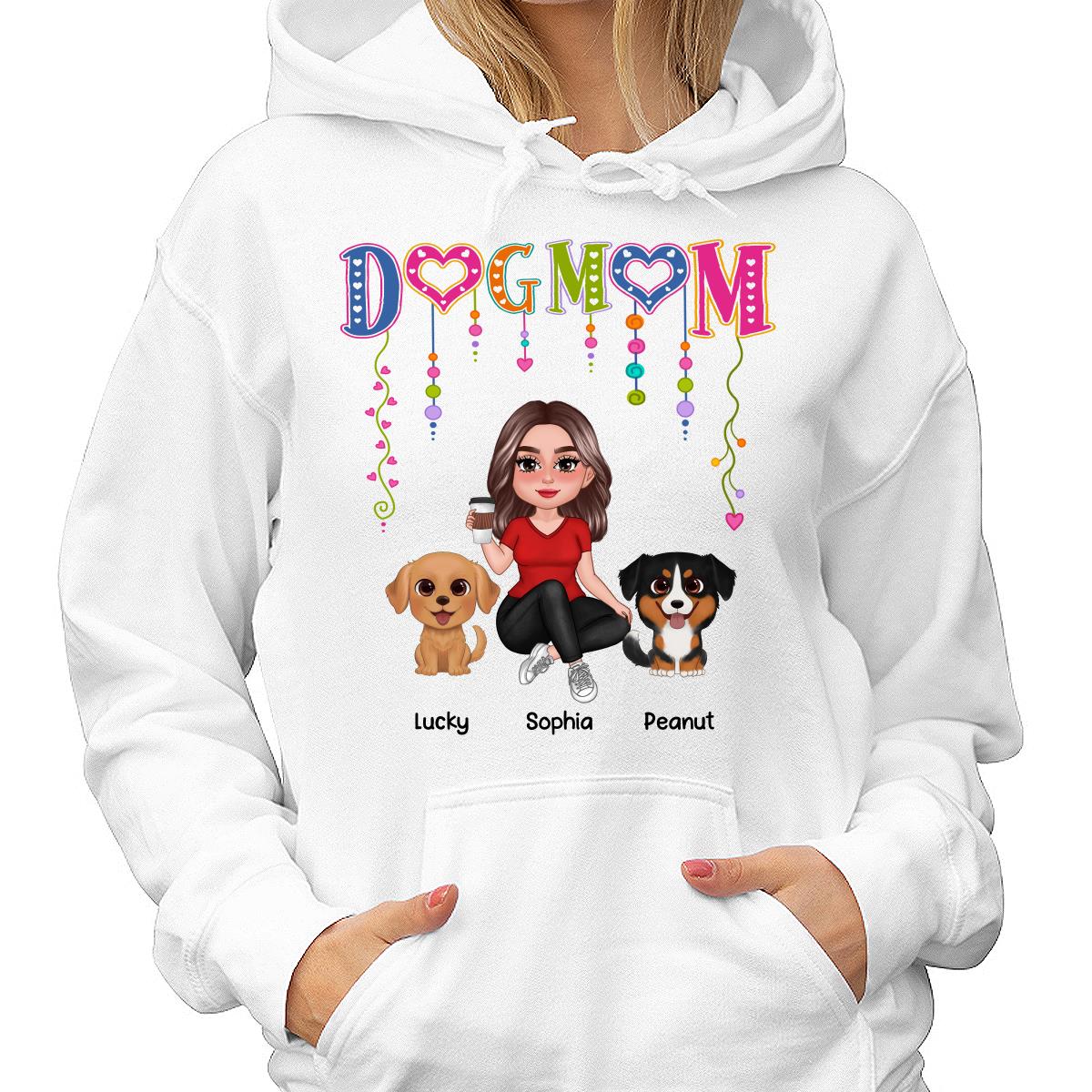 DOG MOM Strings Doll Woman And Watercolor Cute Dogs Personalized Shirt
