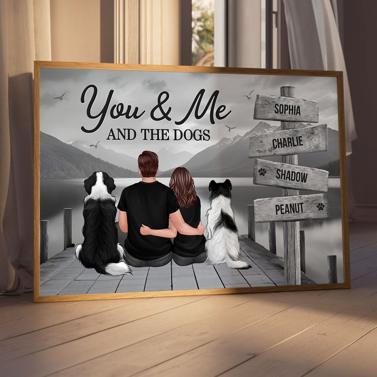 Couple You Me And The Dogs Cats Sign Posts Personalized Poster, Home Decoration, Gift For Couple, Dog Lovers, Cat Lovers, Pet Lovers_Onboarding