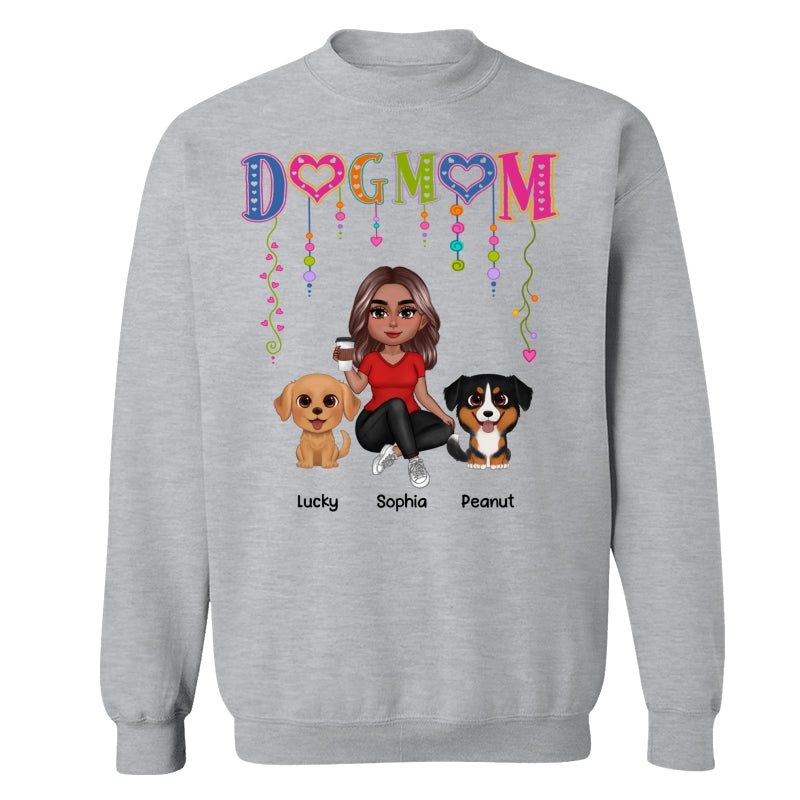 DOG MOM Strings Doll Woman And Watercolor Cute Dogs Personalized Shirt