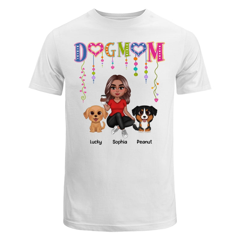 DOG MOM Strings Doll Woman And Watercolor Cute Dogs Personalized Shirt
