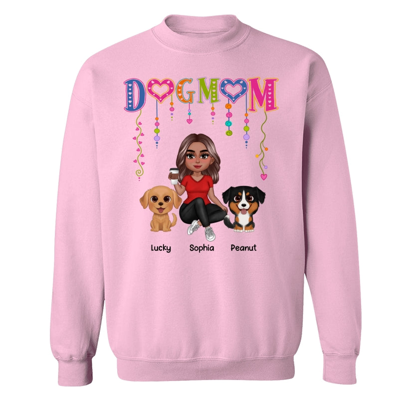 DOG MOM Strings Doll Woman And Watercolor Cute Dogs Personalized Shirt