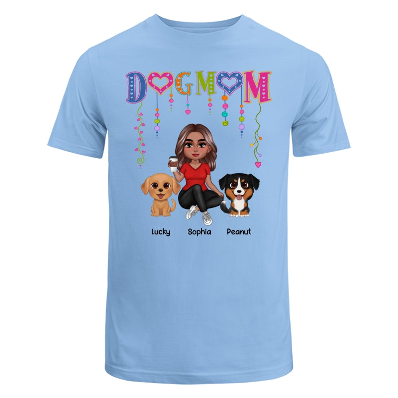 DOG MOM Strings Doll Woman And Watercolor Cute Dogs Personalized Shirt