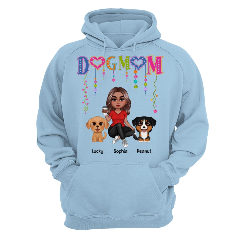 DOG MOM Strings Doll Woman And Watercolor Cute Dogs Personalized Shirt