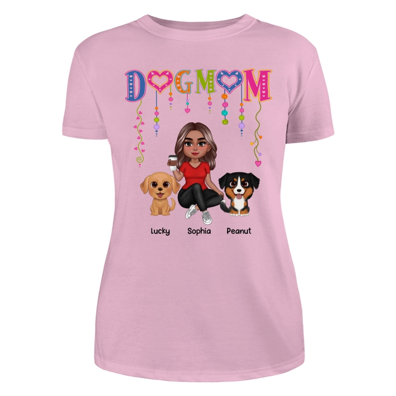 DOG MOM Strings Doll Woman And Watercolor Cute Dogs Personalized Shirt