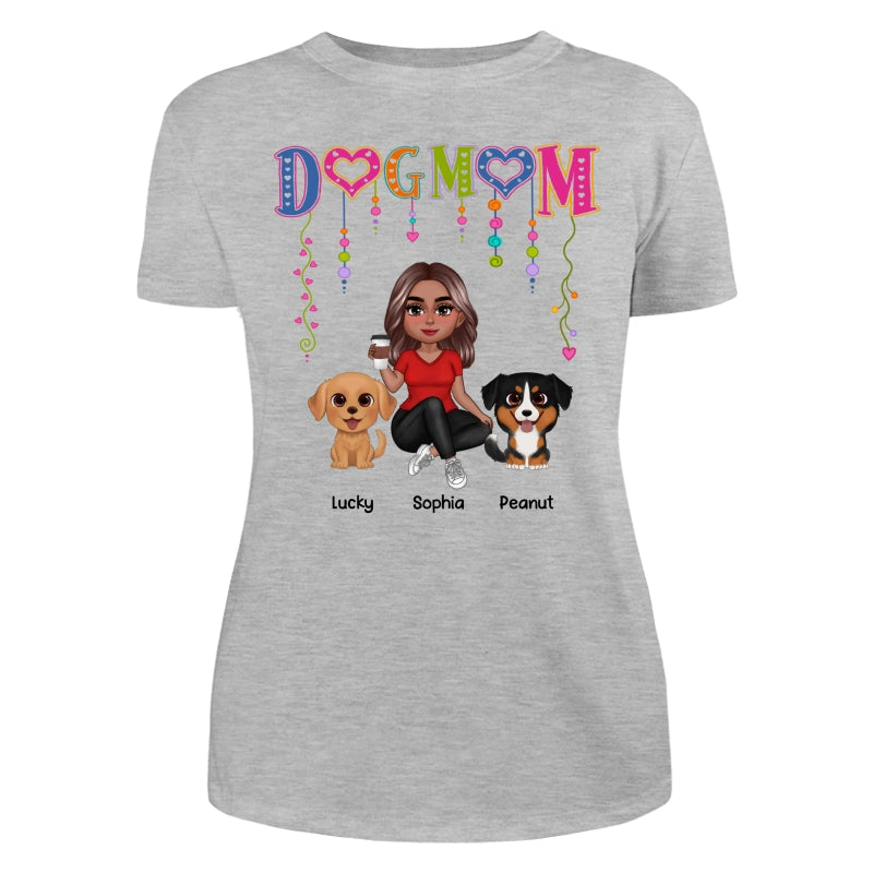 DOG MOM Strings Doll Woman And Watercolor Cute Dogs Personalized Shirt