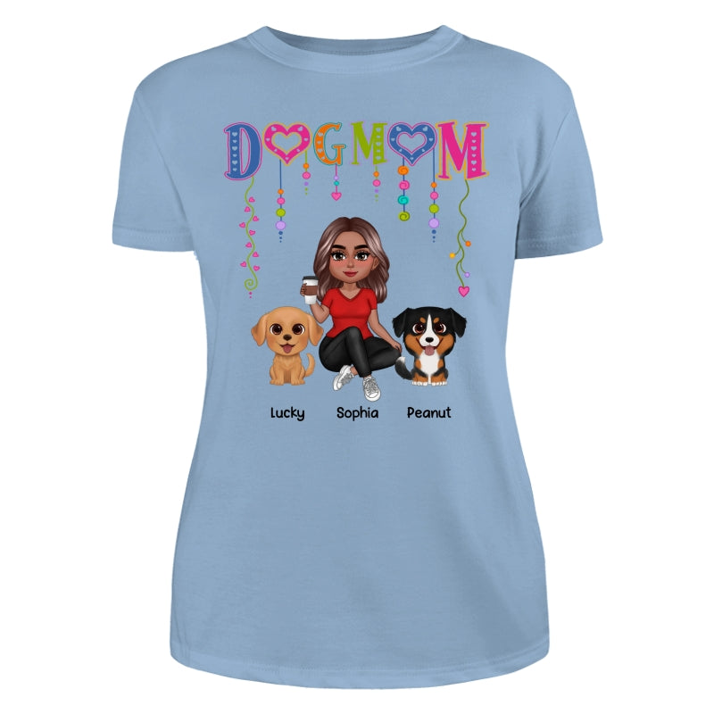 DOG MOM Strings Doll Woman And Watercolor Cute Dogs Personalized Shirt