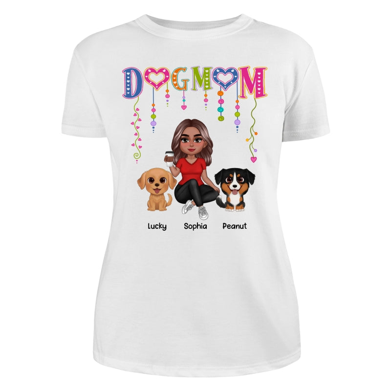 DOG MOM Strings Doll Woman And Watercolor Cute Dogs Personalized Shirt