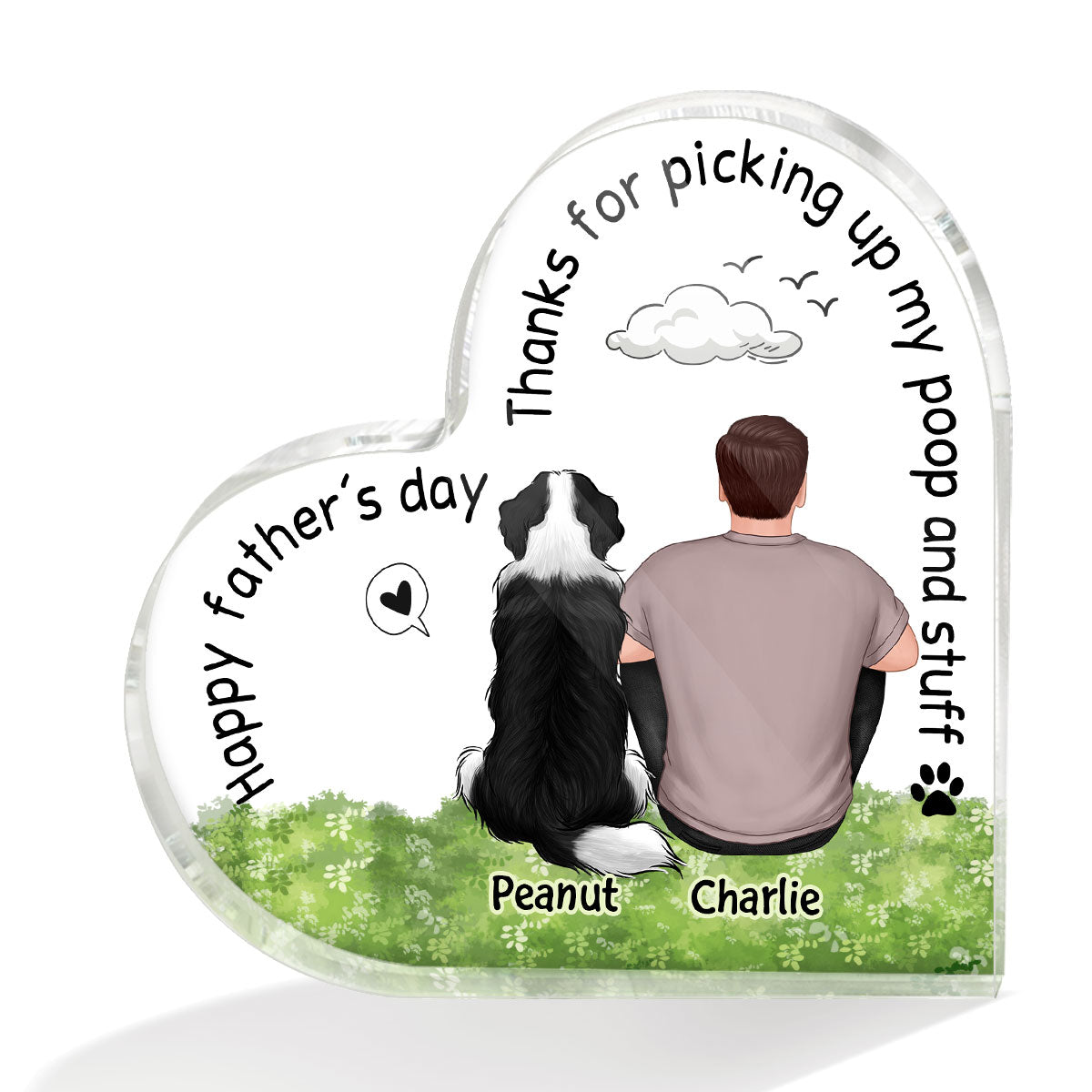 Dog Dad Thanks For Picking Up Our Poop Personalized Acrylic Heart Plaque