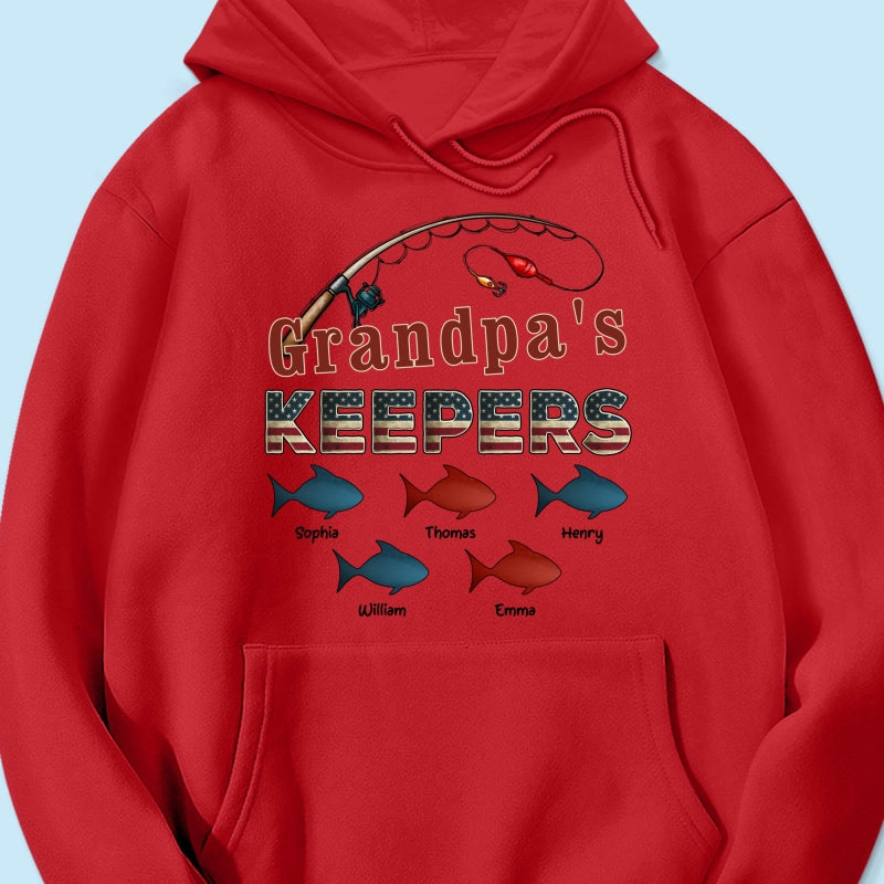 Nation Flag Grandpa's Keepers Fishing 4th Of July Personalized Shirt