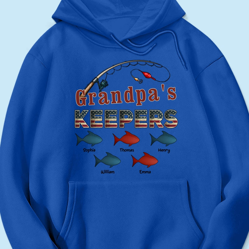 Nation Flag Grandpa's Keepers Fishing 4th Of July Personalized Shirt