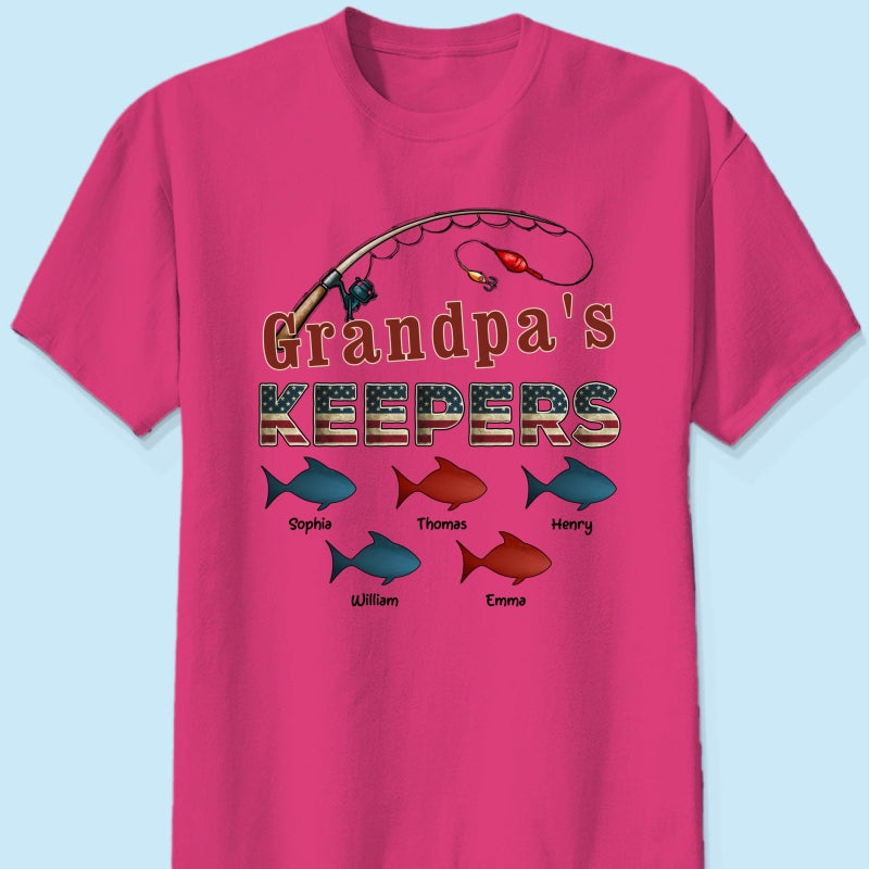 Nation Flag Grandpa's Keepers Fishing 4th Of July Personalized Shirt