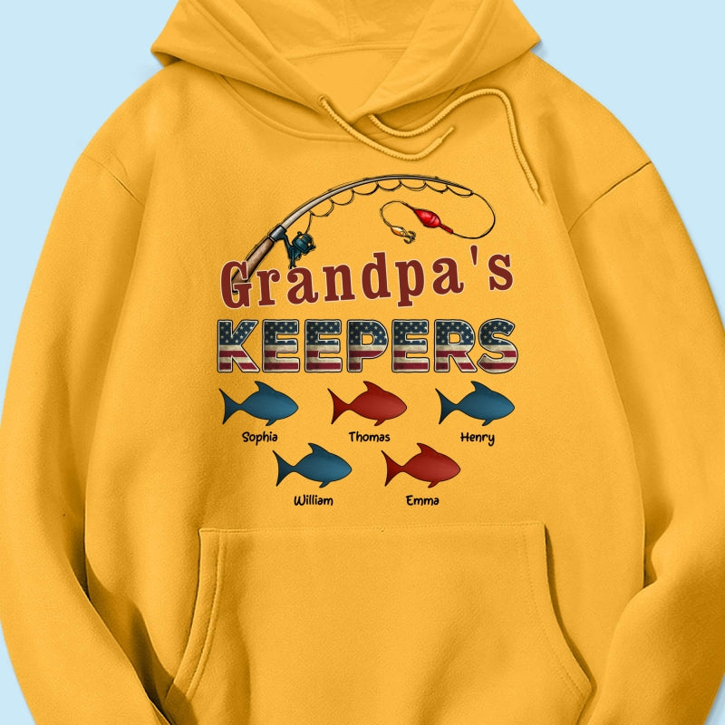 Nation Flag Grandpa's Keepers Fishing 4th Of July Personalized Shirt