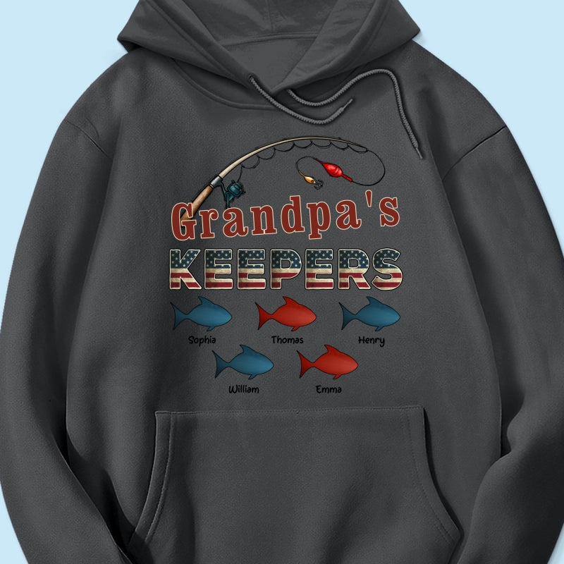 Nation Flag Grandpa's Keepers Fishing 4th Of July Personalized Shirt