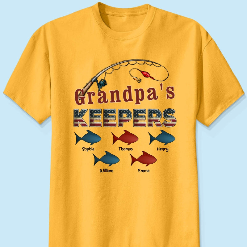 Nation Flag Grandpa's Keepers Fishing 4th Of July Personalized Shirt
