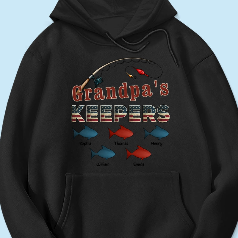 Nation Flag Grandpa's Keepers Fishing 4th Of July Personalized Shirt