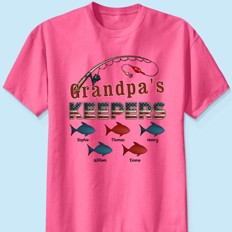 Nation Flag Grandpa's Keepers Fishing 4th Of July Personalized Shirt
