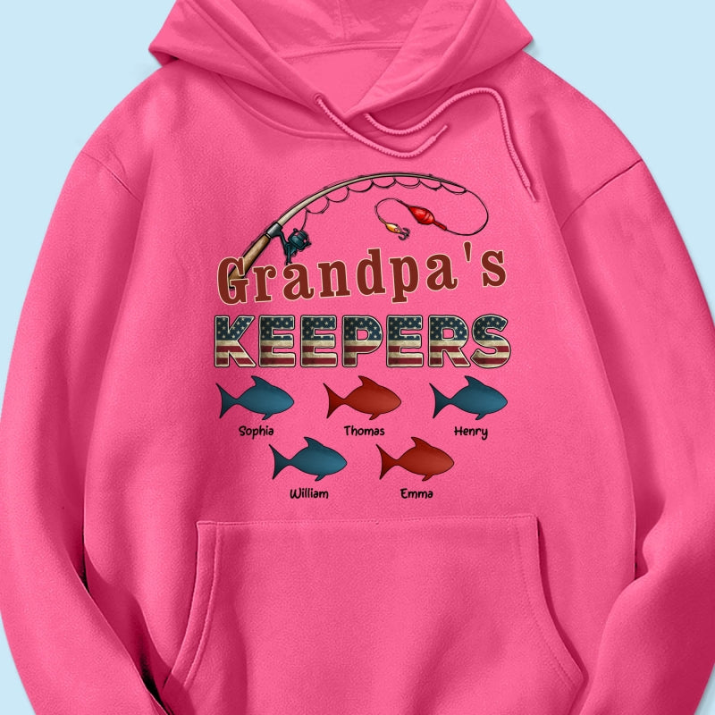 Nation Flag Grandpa's Keepers Fishing 4th Of July Personalized Shirt