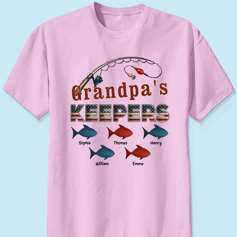 Nation Flag Grandpa's Keepers Fishing 4th Of July Personalized Shirt