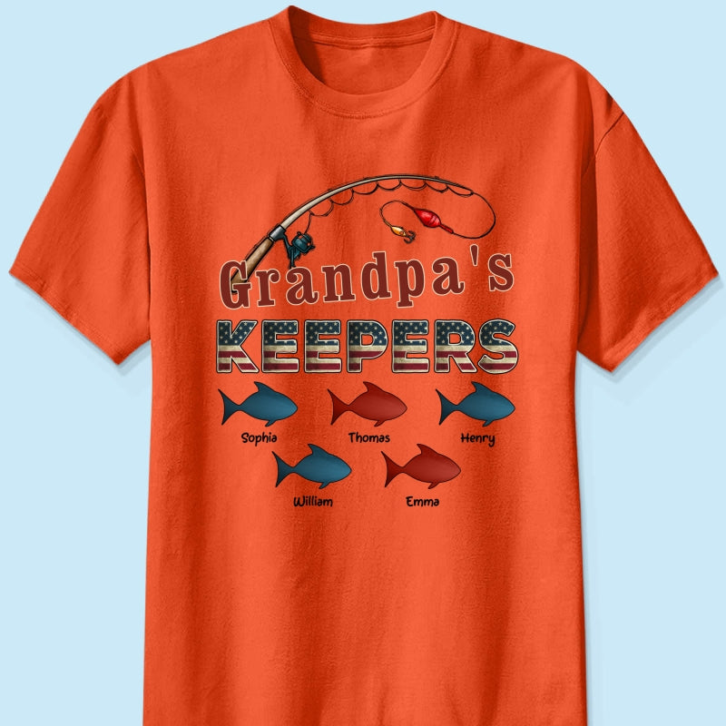 Nation Flag Grandpa's Keepers Fishing 4th Of July Personalized Shirt