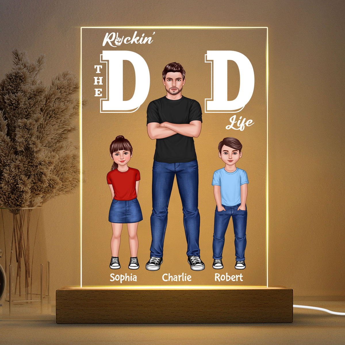 Rockin‘ The Dad Life Cool Dads And Kids Personalized Rectangle LED Night Light