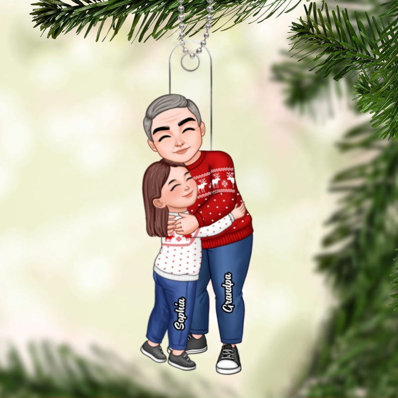 Grandma & Grandkid Hugging Christmas Gift For Granddaughter Grandson Personalized Acrylic Ornament