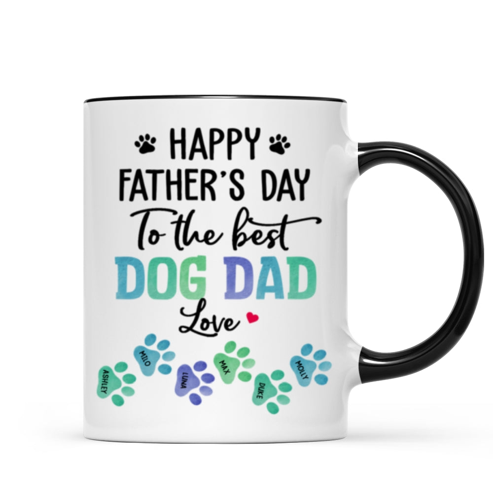 23051253743_Happy Father‘s Day Best Dog Dad Watercolor Paws Personalized Mug