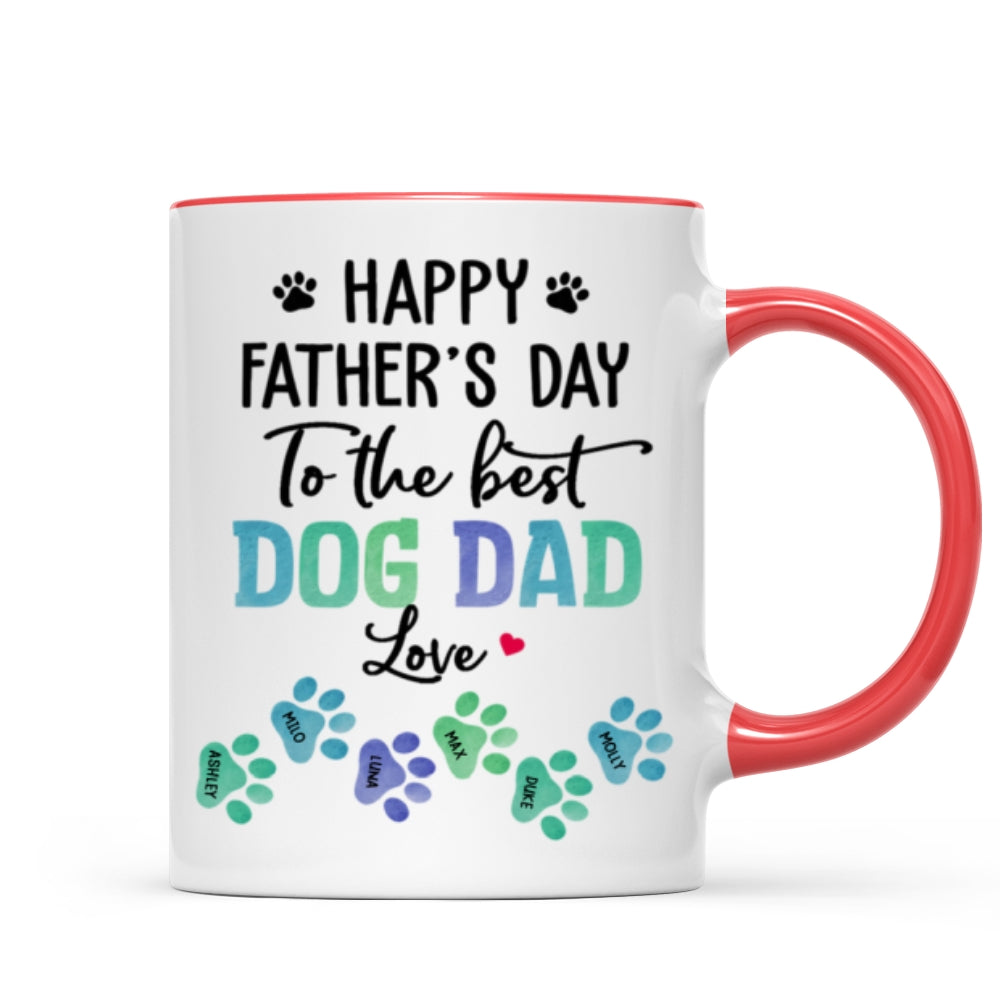 23051253743_Happy Father‘s Day Best Dog Dad Watercolor Paws Personalized Mug